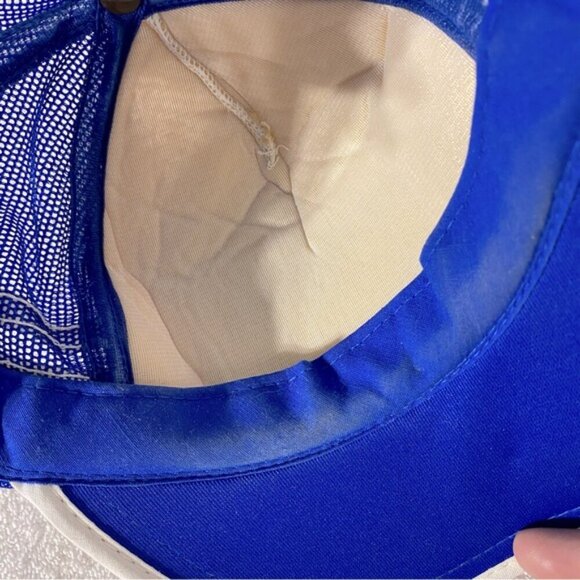 Vintage Blue White Consolidated Parts Mesh Back Snap Back Trucker Hat - Picture 7 of 10